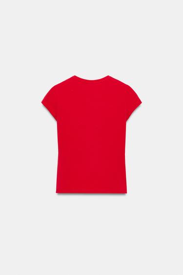 SHORT SLEEVE HEART T-SHIRT - Red by Zara - Image 4