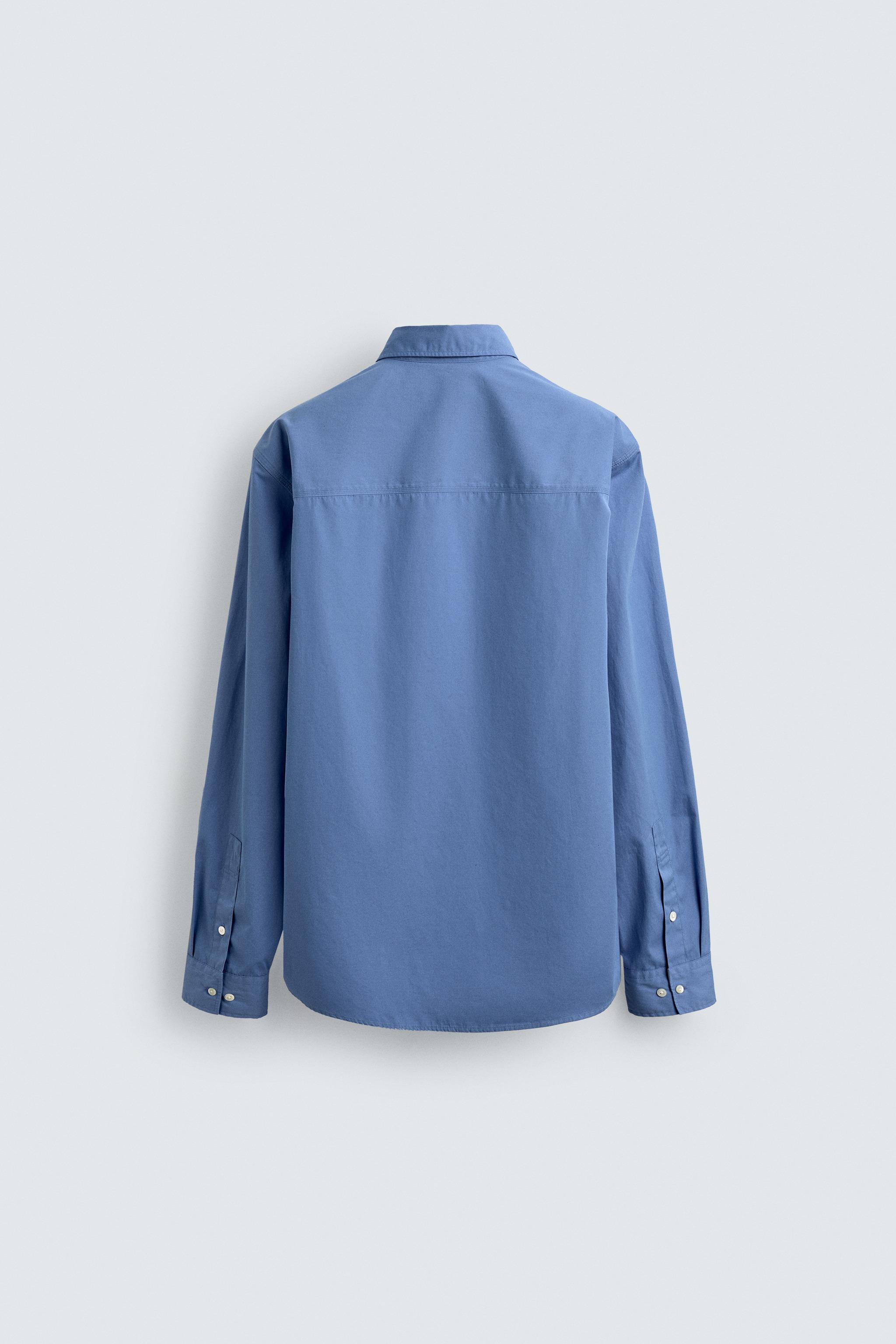CAMISA REGULAR FIT BOLSO ORIGINS - Azul-médio | ZARA Brasil