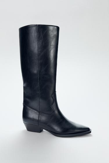 بوت مسطح بنمط رعاة البقر - أسود by Zara