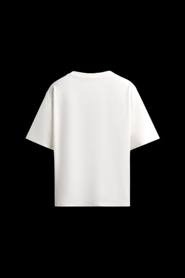 Zara TEXT PATCH T-SHIRT - White