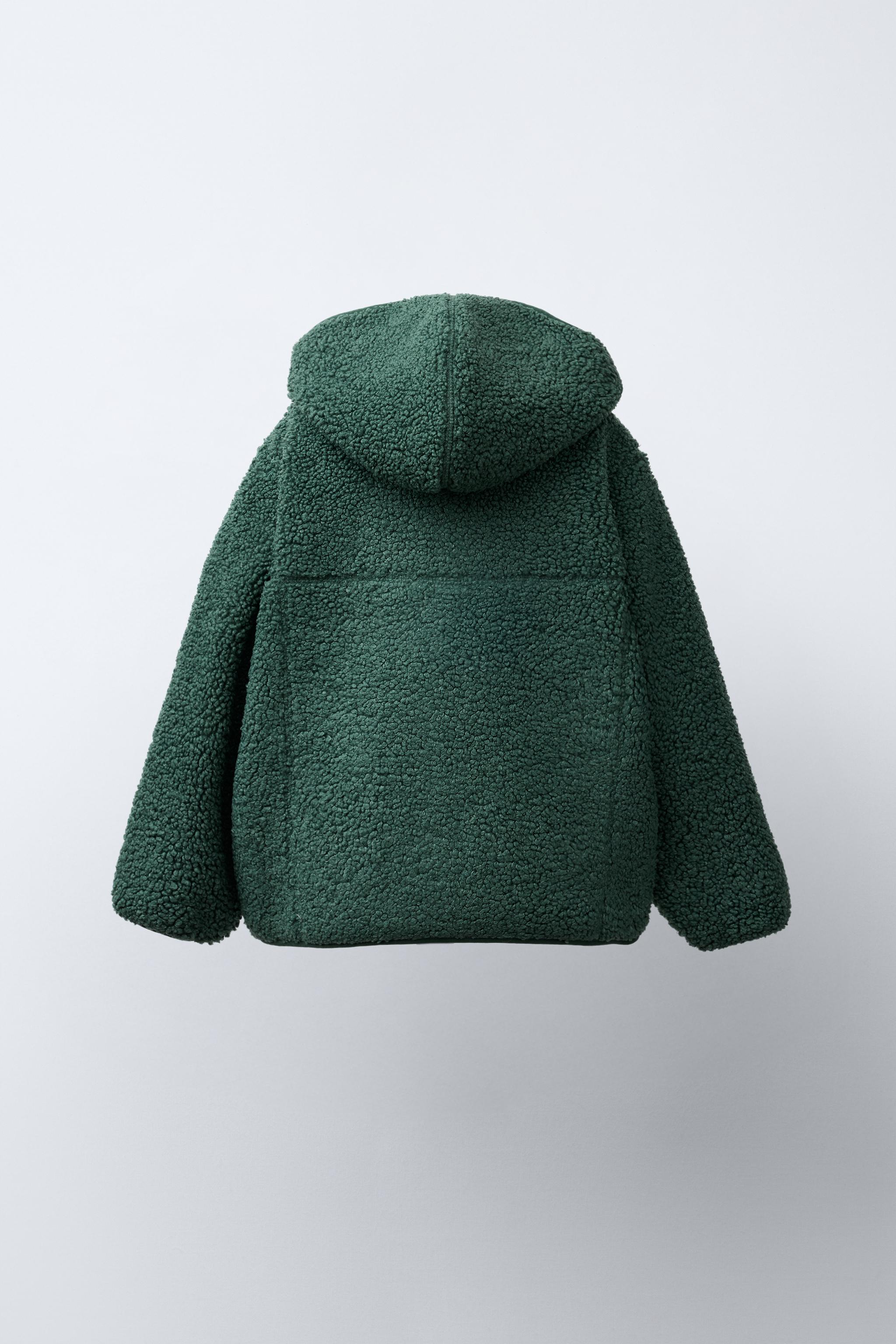 フード付きフェイクシープスキンジャケット - グリーン | ZARA Japan