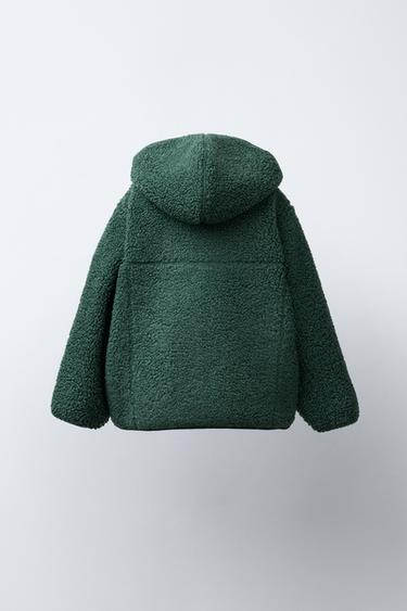 BLOUSON À CAPUCHE EFFET MOUTON - Vert de Zara - Image 3
