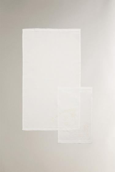 LOT SERVIETTES DE BAIN BRODÉES (LOT DE 2) - Ivoire de Zara - Image 0