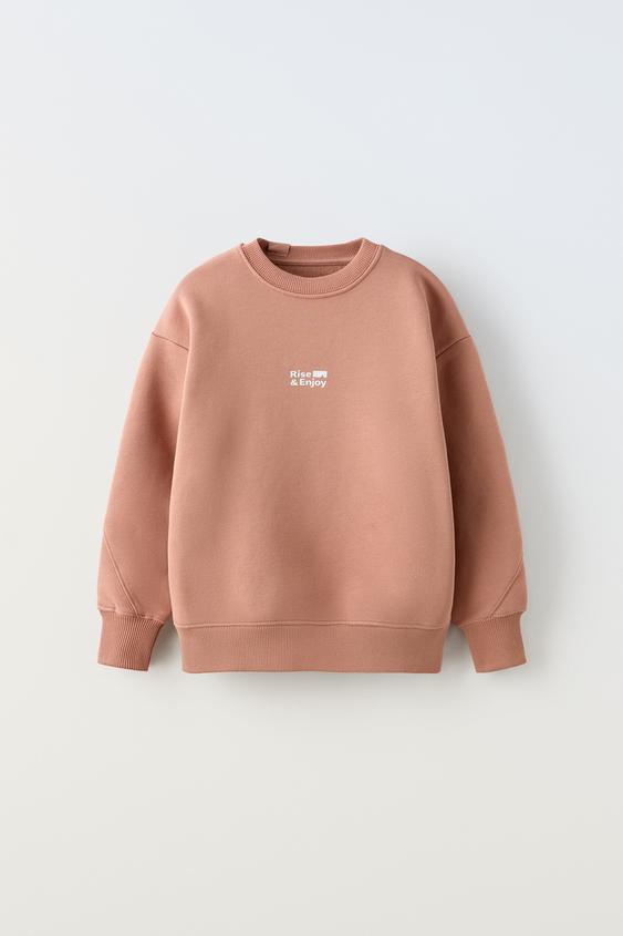 SWEATSHIRT WITH RAISED SLOGAN - salmon pink | ZARA Spain