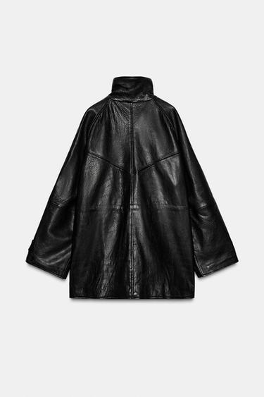 ADJUSTABLE WAIST LEATHER JACKET - Noir de Zara - Image 9