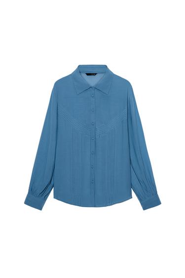 FLOWING SHIRT WITH PINTUCKS - Blue by Zara