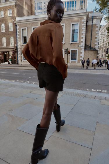 CHEMISE FLEUR STRUCTURÉE - Marron de Zara - Image 2