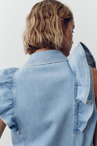 Z1975 DENIM SHIRT WITH RUFFLES - Mid-blue by Zara - Image 2