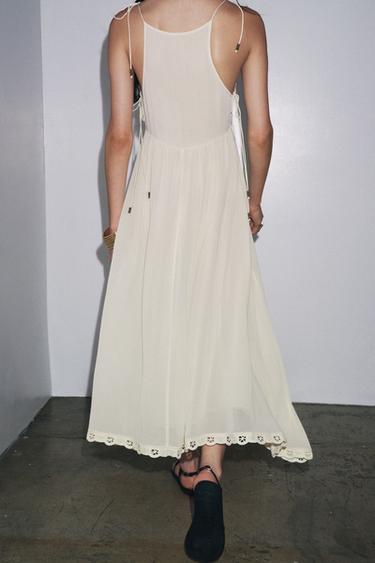 ZW COLLECTION ASYMMETRIC CROCHET DRESS - Ecru by Zara - Image 2