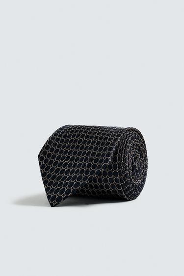 100% SILK JACQUARD TIE - Navy blue by Zara
