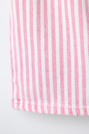 SHORT EN SERGÉ À RAYURES ET POCHES CŒUR - Rouge de Zara - Image 3