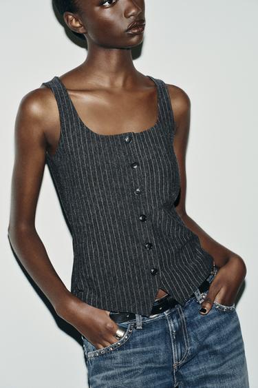 PINSTRIPE WAISTCOAT TOP - striped by Zara