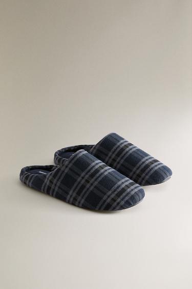 CHAUSSONS OUVERTS À L’ARRIÈRE CARREAUX - Bleu marine de Zara - Image 1