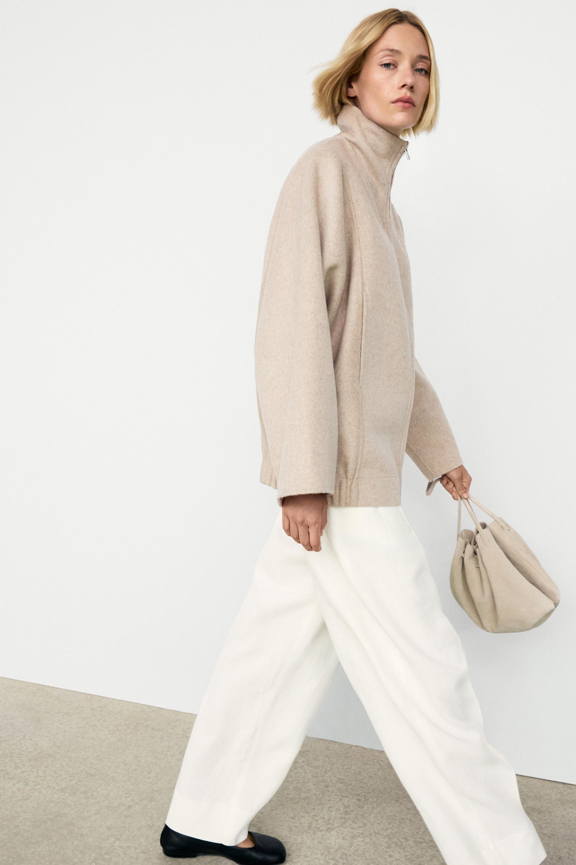 Wool blend bomber jacket