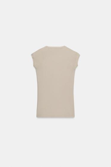 T-SHIRT EFFET DÉLAVÉ MANCHES RAGLAN - Beige de Zara - Image 7