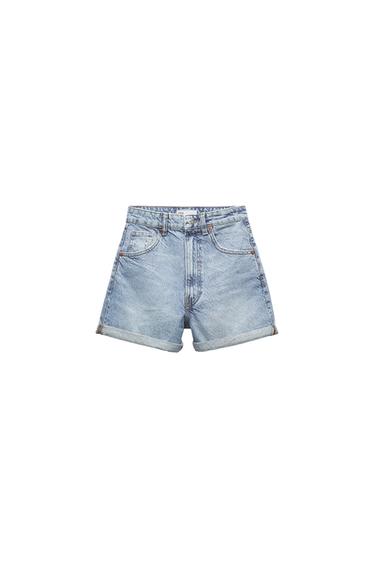 TRF HIGH-RISE MOM FIT DENIM BERMUDA SHORTS