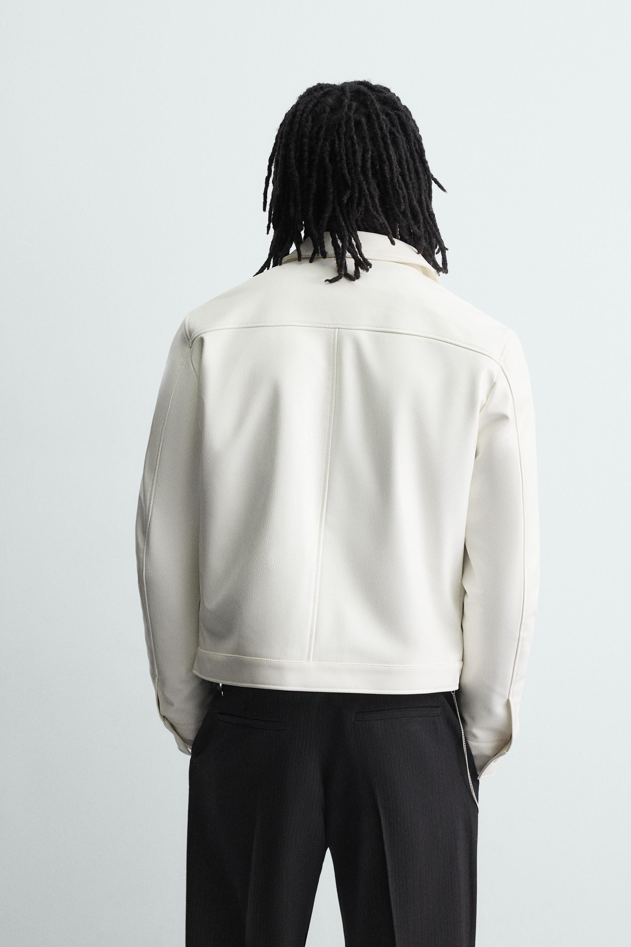 SHINY FAUX LEATHER JACKET - Oyster-white | ZARA United States