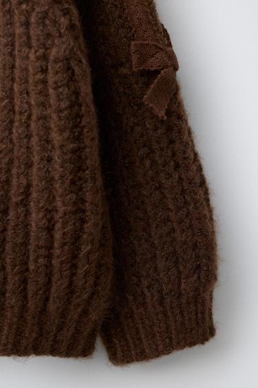 CARDIGAN WITH LACE BOWS - Brown by Zara - Image 3