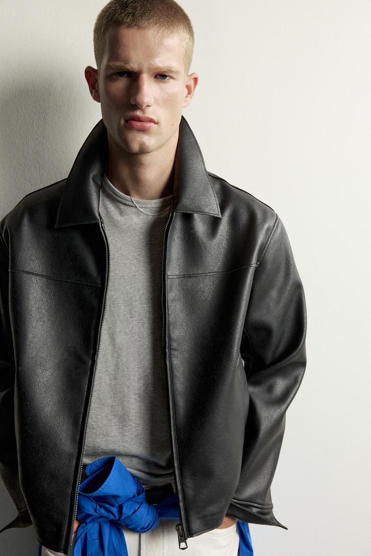 Chaqueta de efecto cuero de ajuste regular 6
