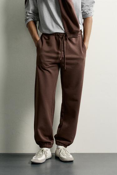 BASIC JOGGING TROUSERS - Brown by Zara