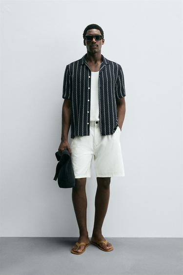 CAMISA JACQUARD GEOMÈTRIC - marí de Zara