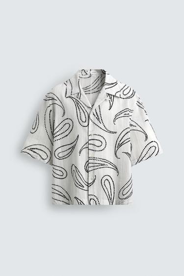 ÁO SƠ MI JACQUARD HỌA TIẾT PAISLEY - Màu trắng từ Zara