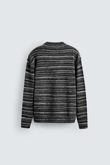 STRIPED JACQUARD CARDIGAN - Anthracite Grey by Zara - Image 8
