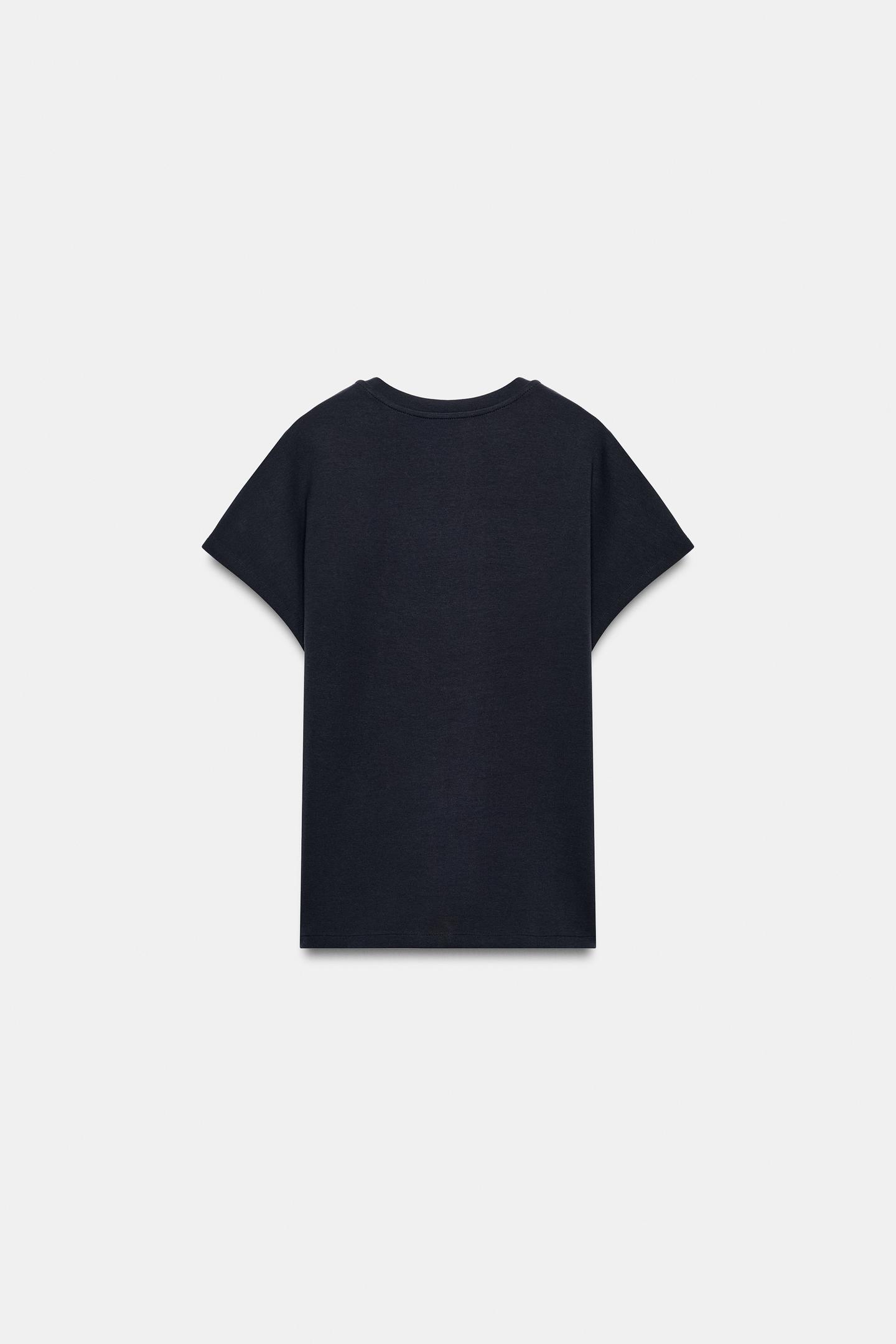 Женская футболка Zara Short Sleeve Interlock, цвет: Тёмно-синий — фото 6