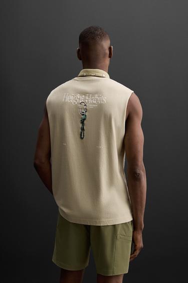 GRAPHIC PRINT TANK T-SHIRT - Ecru by Zara