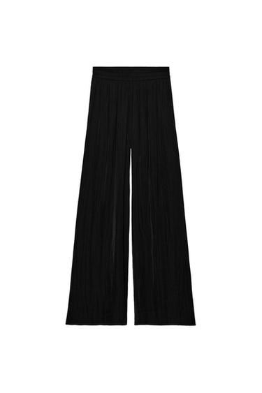 FLOWING WIDE-LEG TROUSERS - Black by Zara