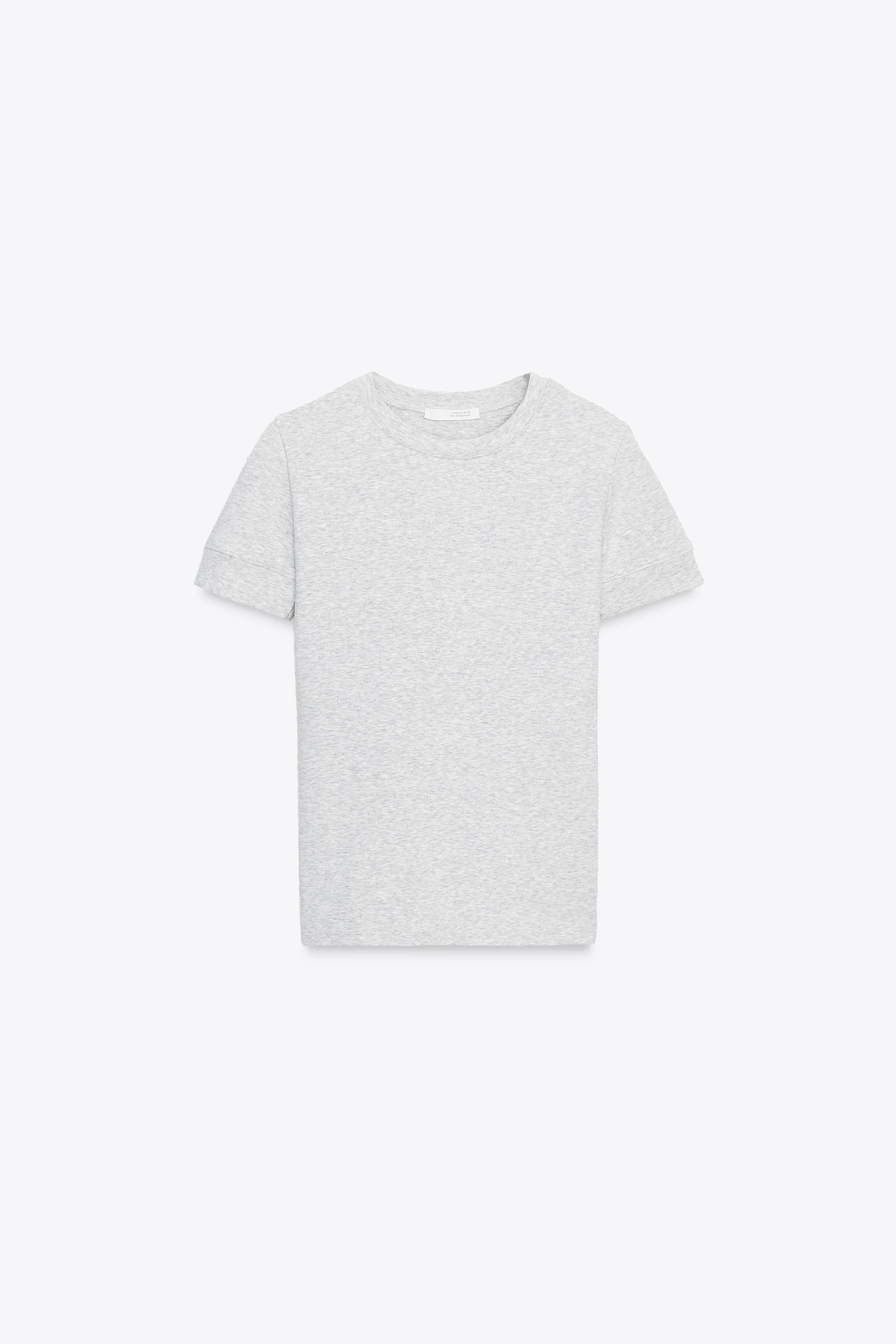 MINIMAL SHORT SLEEVE T-SHIRT - Gray marl | ZARA United States MINIMAL SHORT SLEEVE T-SHIRT - Gray marl | ZARA United States
