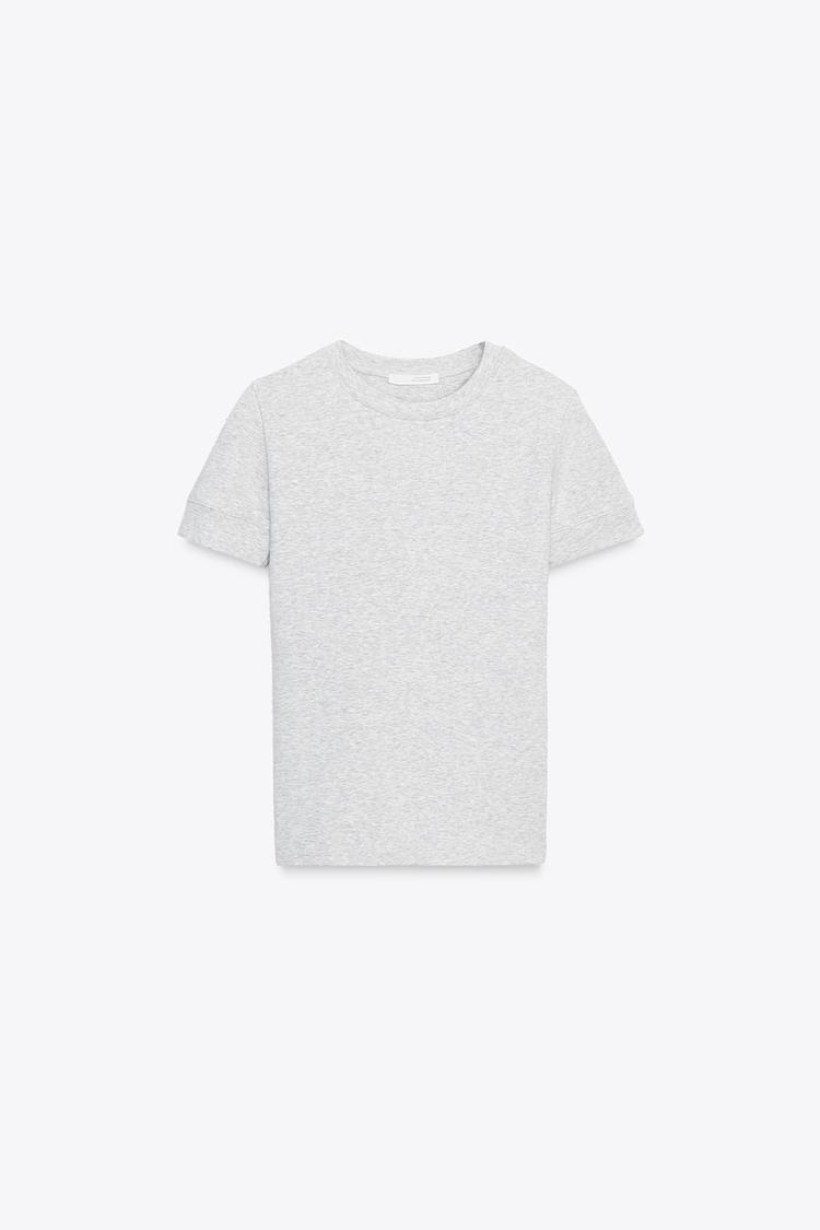T-SHIRT MINIMAL À MANCHES COURTES Gris chiné ZARA Suisse