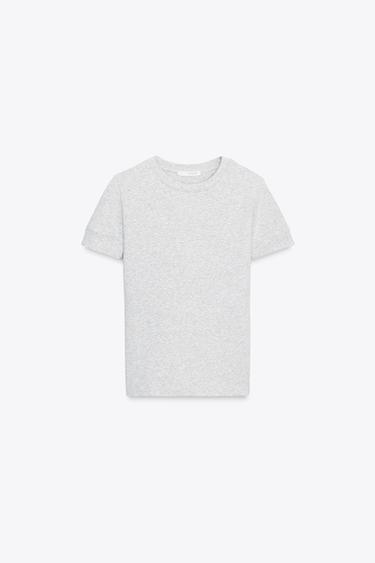 Zara MINIMAL SHORT SLEEVE T-SHIRT - Gray marl