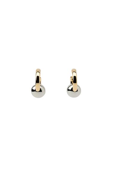 Zara CONTRASTING BALL HOOP EARRINGS - Gold / Silver