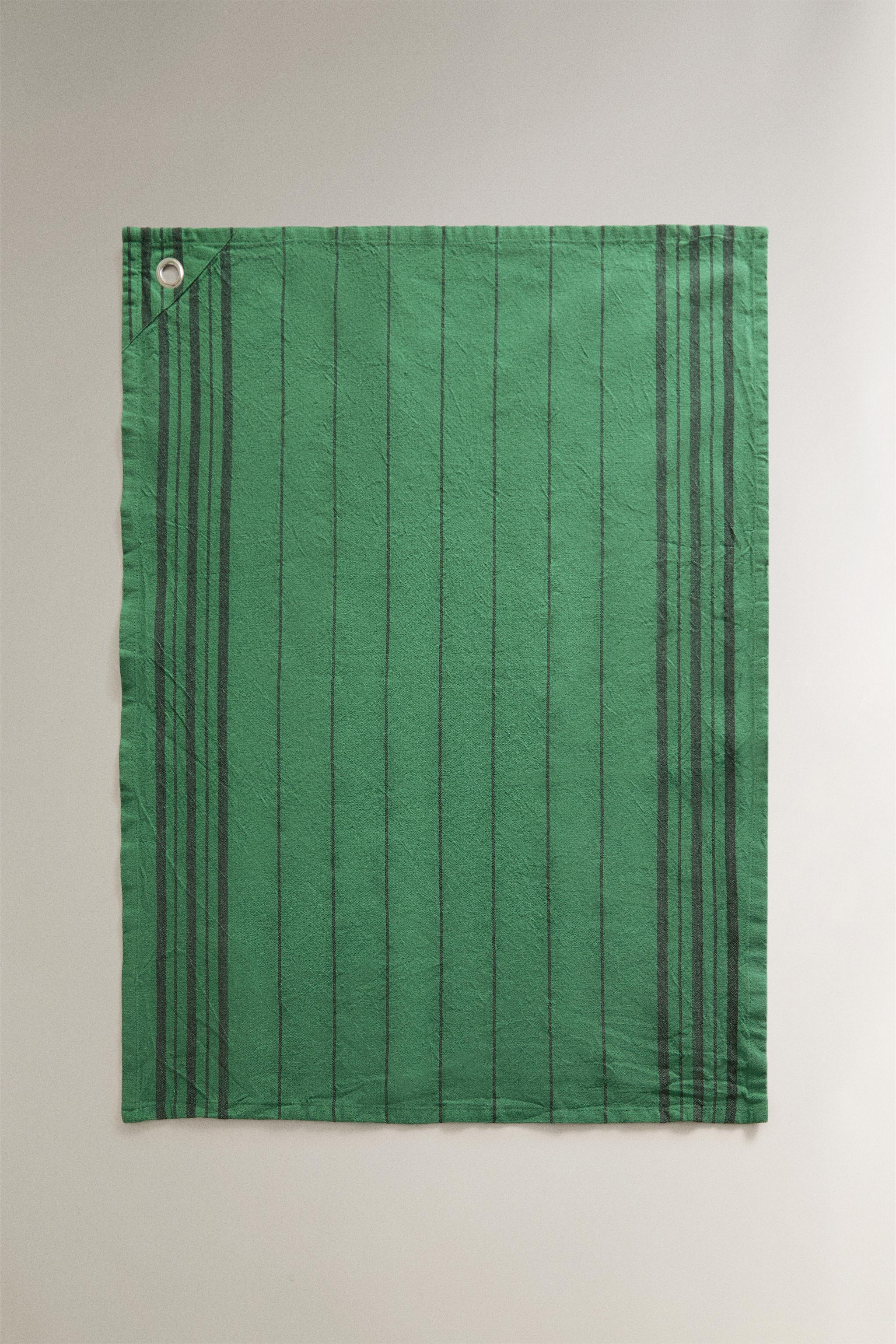 DYED THREAD KITCHEN TOWELS (PACK OF 2) — Green