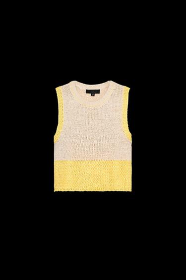 TOP CROP PUNTO - Beige claro de Zara - Imagen 0