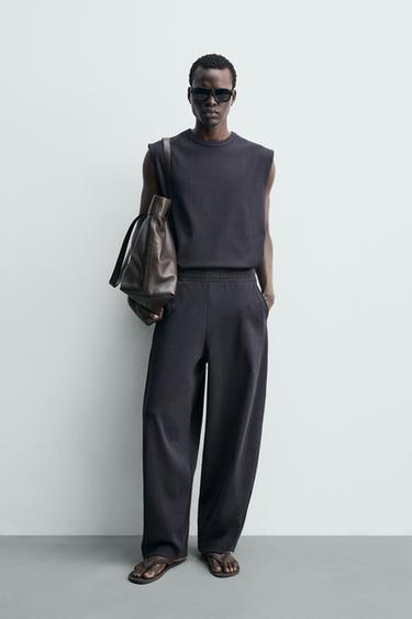 ÁO BA LỖ DÁNG RỘNG VẢI GÂN - Xanh dương từ Zara