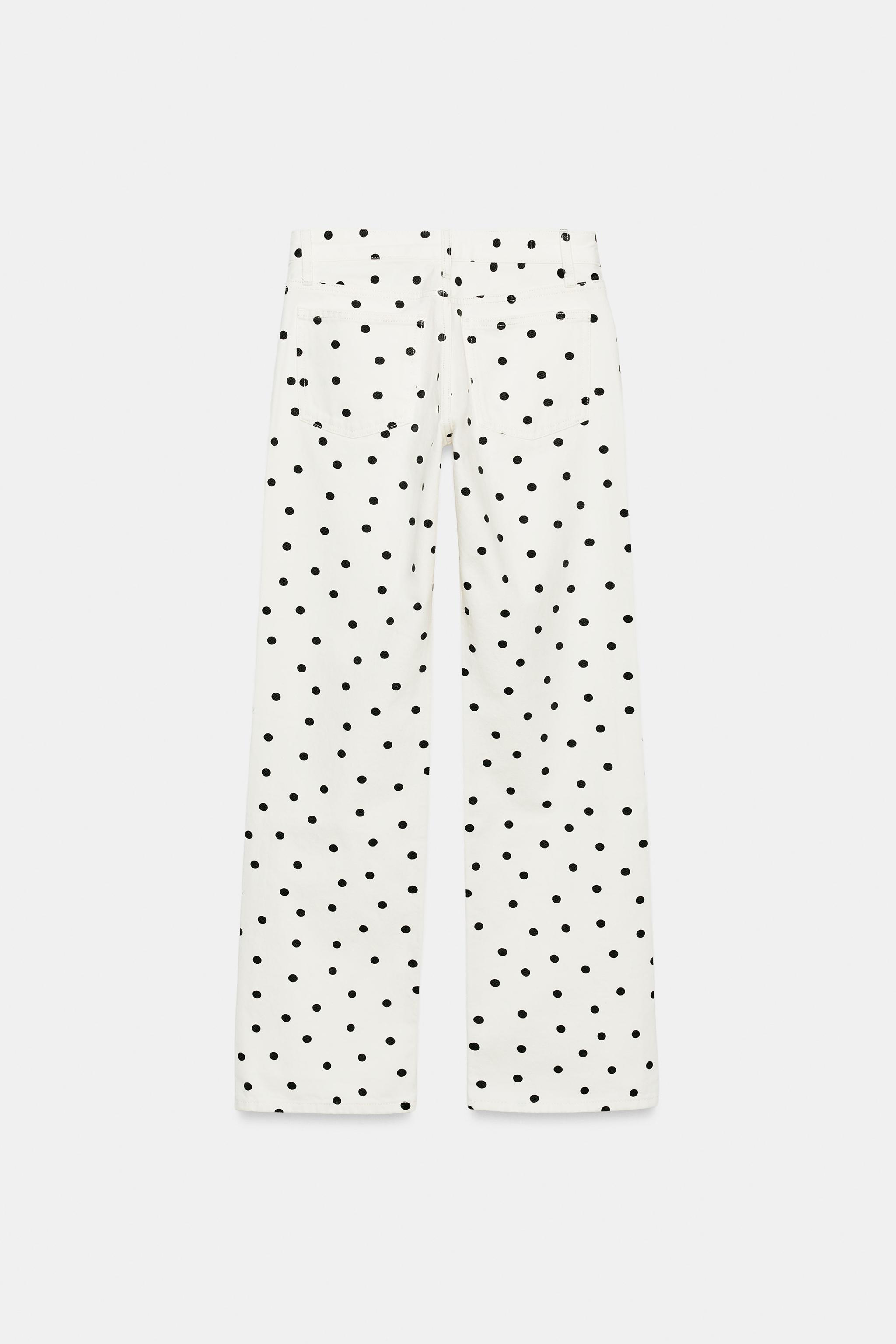TRF LOW RISE WIDE LEG POLKA DOT JEANS
