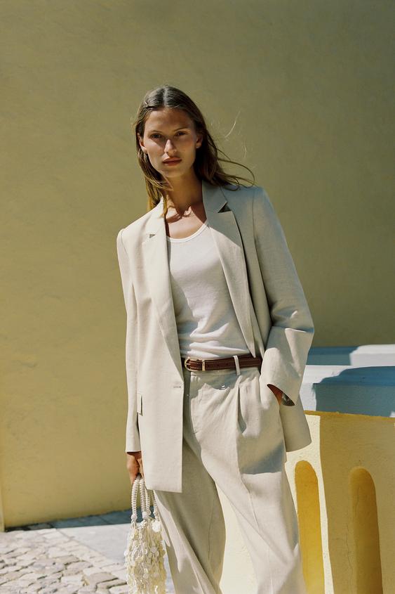 Veste Longue Manteau Jaune Femme Zara Blazers En Lin Pour Femme