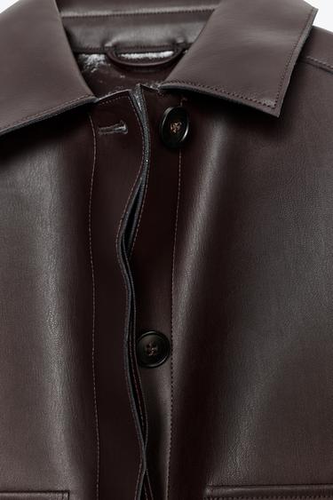 VESTE COURTE EN MATIÈRE SYNTHÉTIQUE - Bordeaux de Zara - Image 8