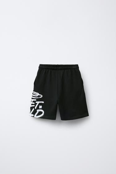 GRAFFITI PRINT BERMUDA SHORTS - Black by Zara - Image 1