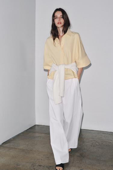 CAMISA POPELÍN ZW COLLECTION - Amarillo de Zara