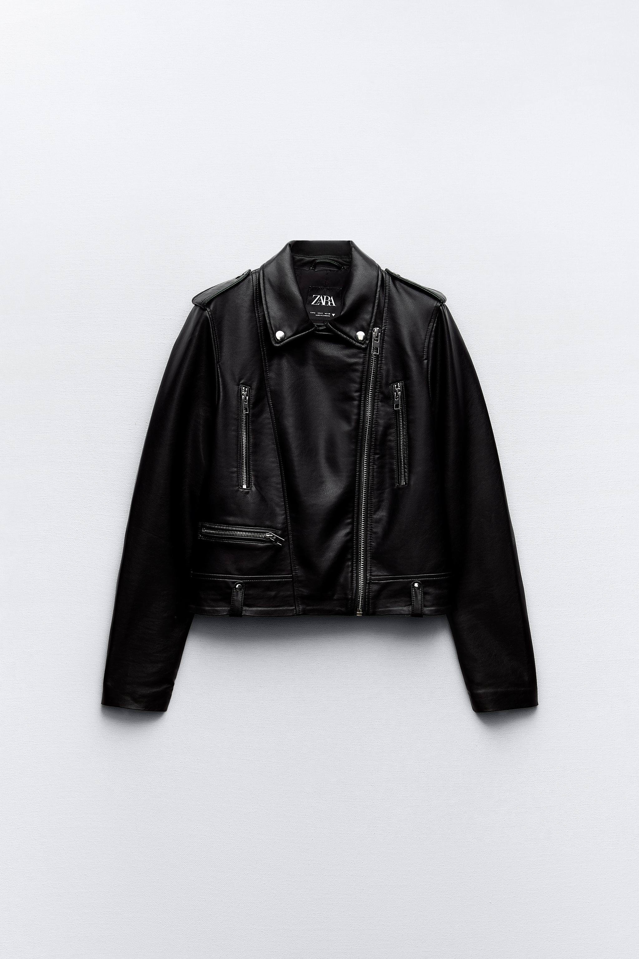 Zara leather jacket clearance sale