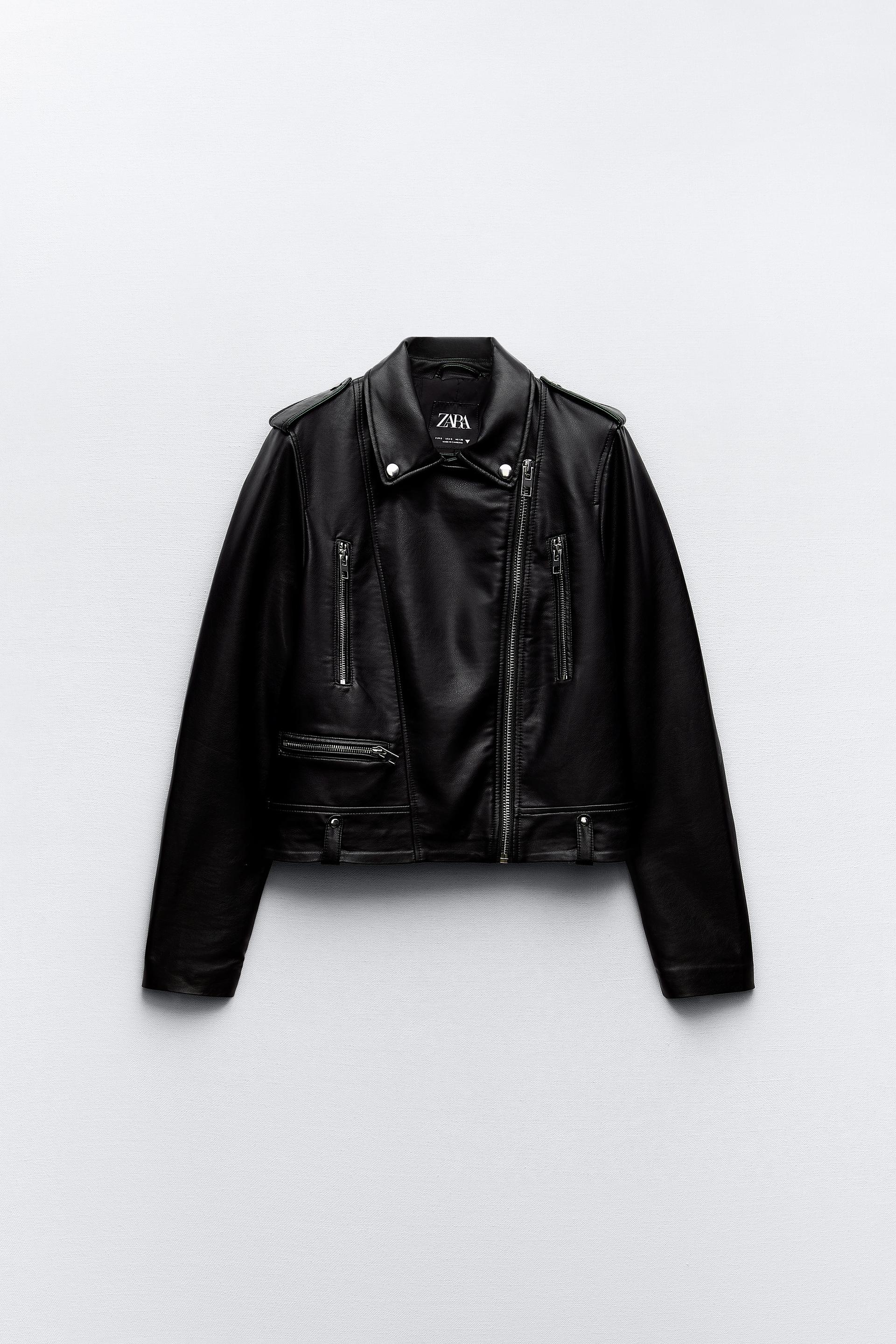 Biker Faux Leather Jacket, Black