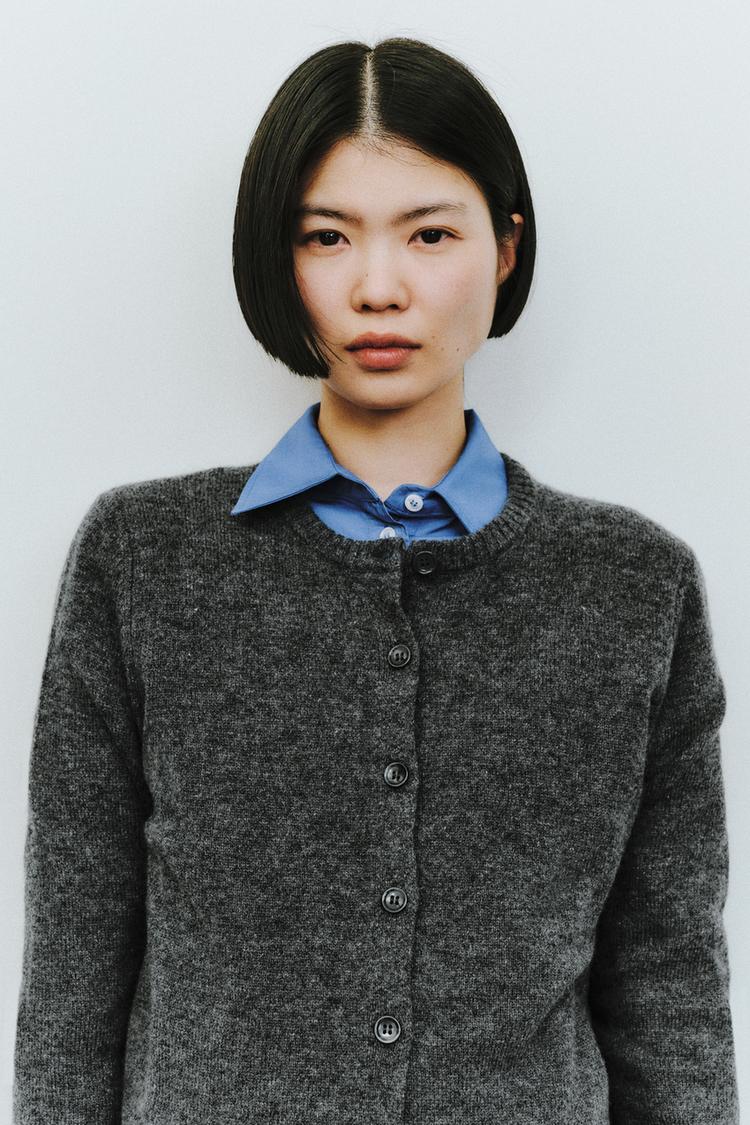 ウール100% ベーシックカーディガン - ダークグレー | ZARA Japan / 日本