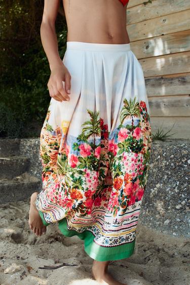 PRINTED LAYERED MIDI SKIRT - Multicoloured by Zara - Image 1