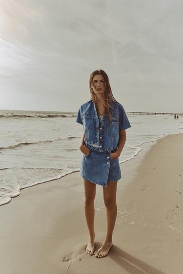 Z1975 WRAP DENIM SKORT - Mid-blue by Zara