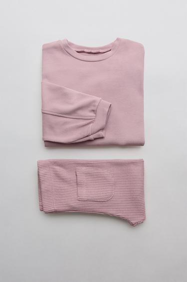 MEDIUM WEIGHT T-SHIRT AND SOFT TOUCH RIBBED LEGGINGS SET - Chalk pink by Zara