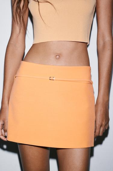 FALDA PANTALÓN CINTURÓN - Mandarina de Zara