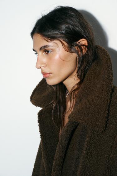 FAUX SHEARLING COAT - Dark brown by Zara